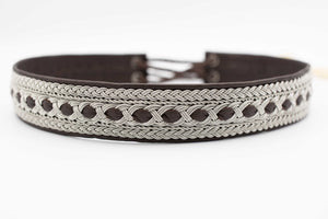 wide high end hatbands, brown reindeer leather, Simply Sami Jewelry, horsehair, Pemberton BC