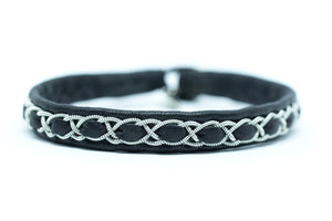 Abisko, Black, Reindeer leather, Sami Bracelet, Pewter and Silver Braided Bracelet, Pemberton BC