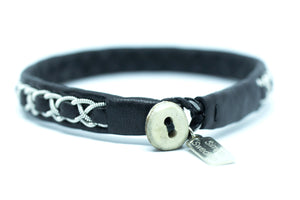Abisko, Black, Reindeer leather, Sami Bracelet, Pewter and Silver Braided Bracelet, Pemberton BC