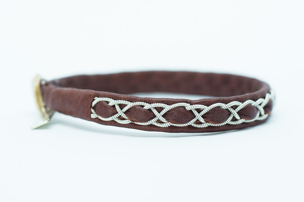 Abisko, Burgundy, Reindeer leather, Sami Bracelet, Pewter and Silver Braided Bracelet, Pemberton BC