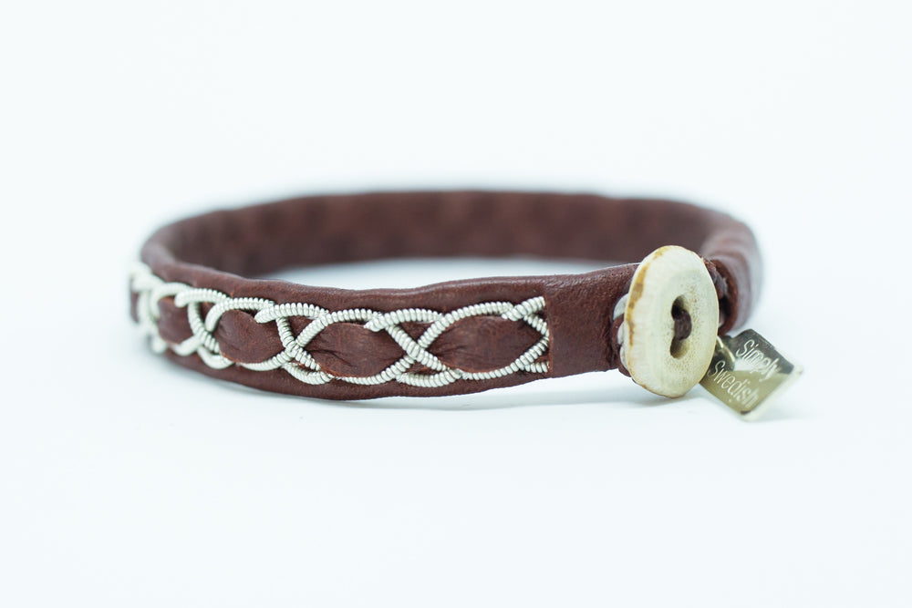Abisko, Burgundy, Reindeer leather, Sami Bracelet, Pewter and Silver Braided Bracelet, Pemberton BC
