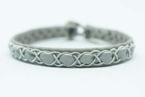 Abisko, White, Reindeer leather, Sami Bracelet, Pewter and Silver Braided Bracelet, Pemberton BC