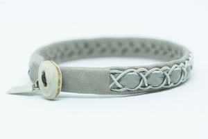 Abisko, White, Reindeer leather, Sami Bracelet, Pewter and Silver Braided Bracelet, Pemberton BC