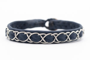 Abisko, Reindeer leather, Sami Bracelet, Pewter and Silver Braided Bracelet
