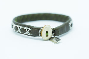 Abisko, Olive Green, Reindeer leather, Sami Bracelet, Pewter and Silver Braided Bracelet, Pemberton BC