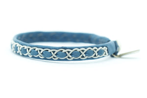 Abisko, Steel Blue, Reindeer leather, Sami Bracelet, Pewter and Silver Braided Bracelet, Pemberton BC