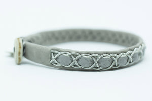 Abisko, White, Reindeer leather, Sami Bracelet, Pewter and Silver Braided Bracelet, Pemberton BC